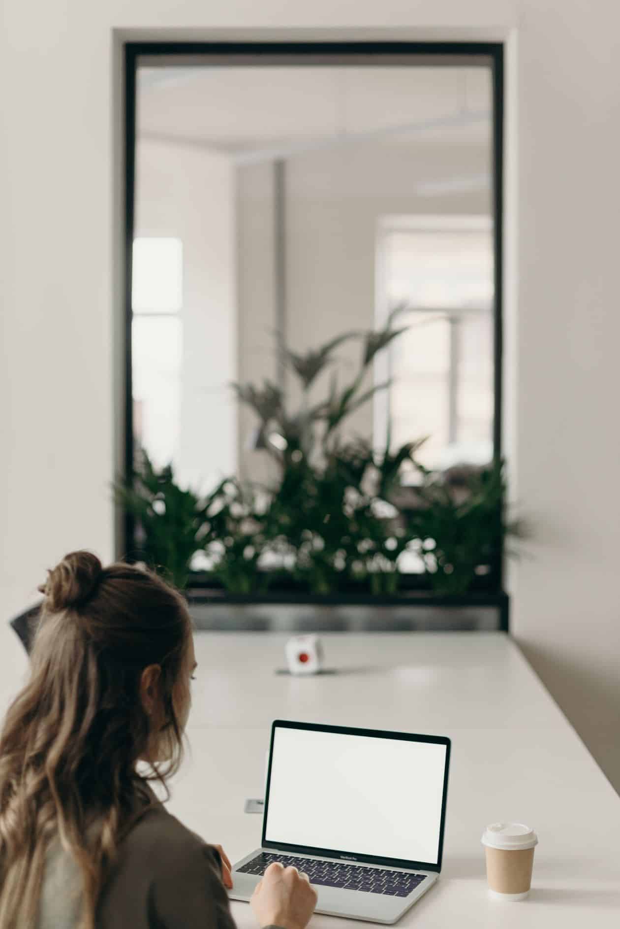 Woman building the basic infrastructure of her consulting practice on her laptop