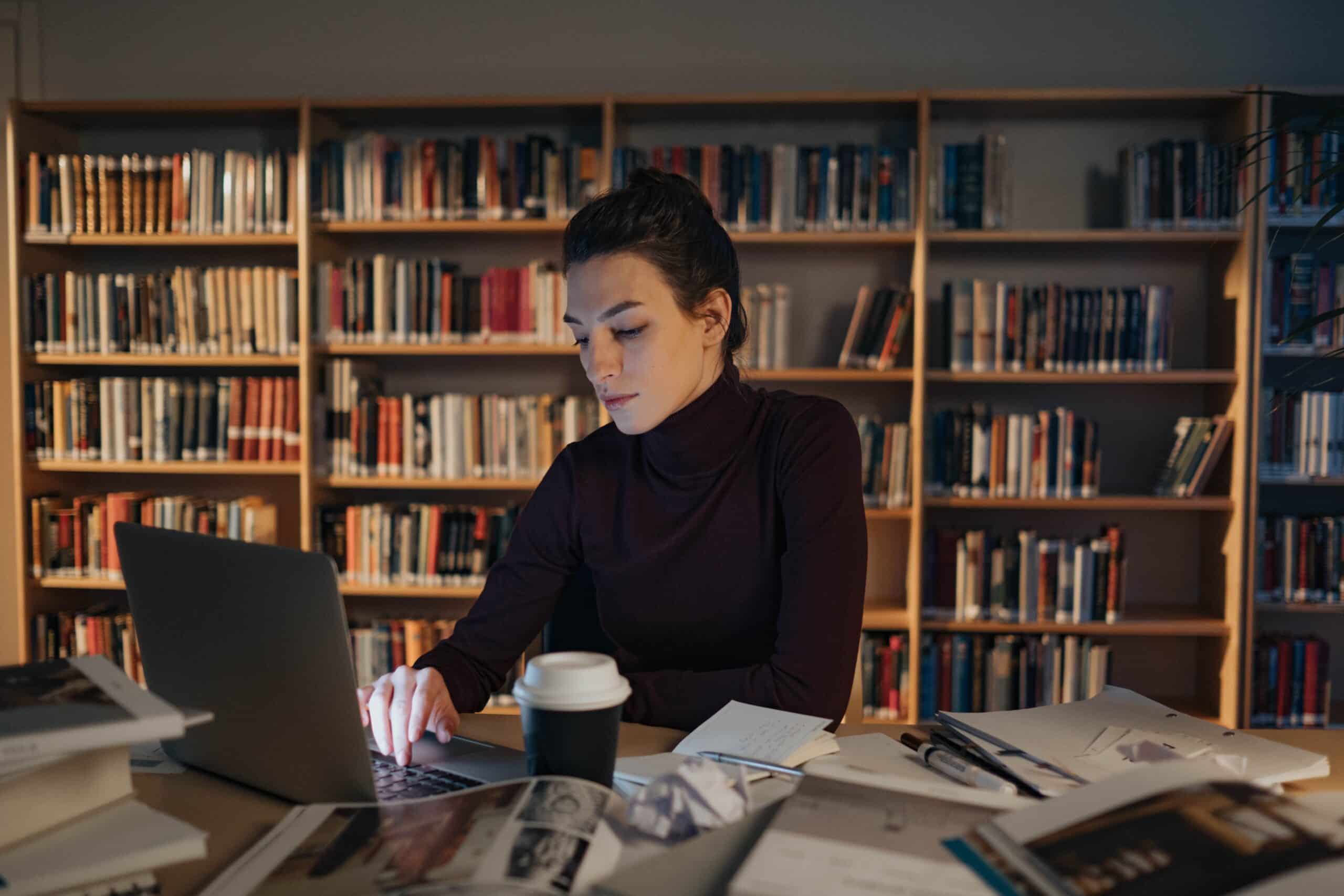 Woman focused on her laptop researching second career starting points